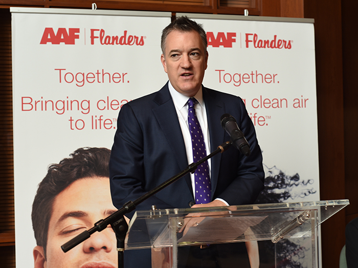 Clinton Blair, Vice President of Public Policy and Government Affairs for OFFI, speaking at KY Open Proclamation Event in AAF Flanders Global Headquarters